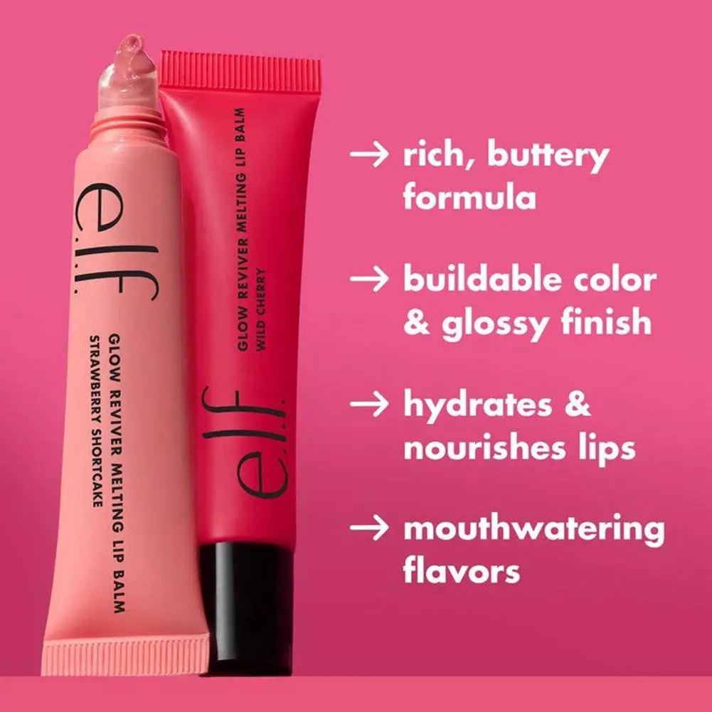 e.l.f. Glow Reviver Smeltende Lippenbalsem Vanille Toffee Wilde Kers Aardbei Shortcake Lekker Gummy Blijvende Hydrateren Sexy Lippenbalsem