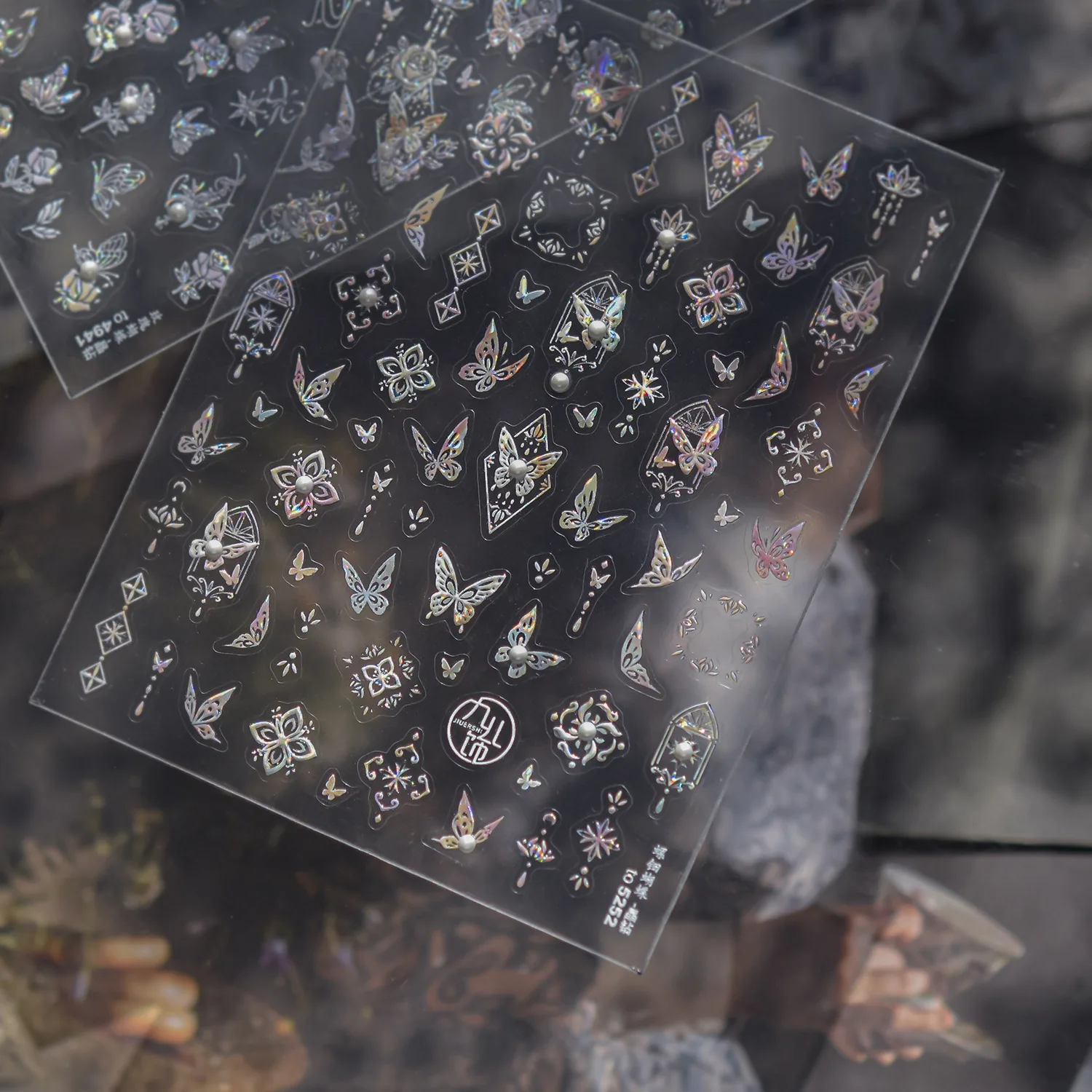 Crystal Diamond Nail Art Stickers Prachtige vlinder Rose Bloemen Nail Charms Stickers DIY 5D zelfklevende schuifregelaar voor nagels