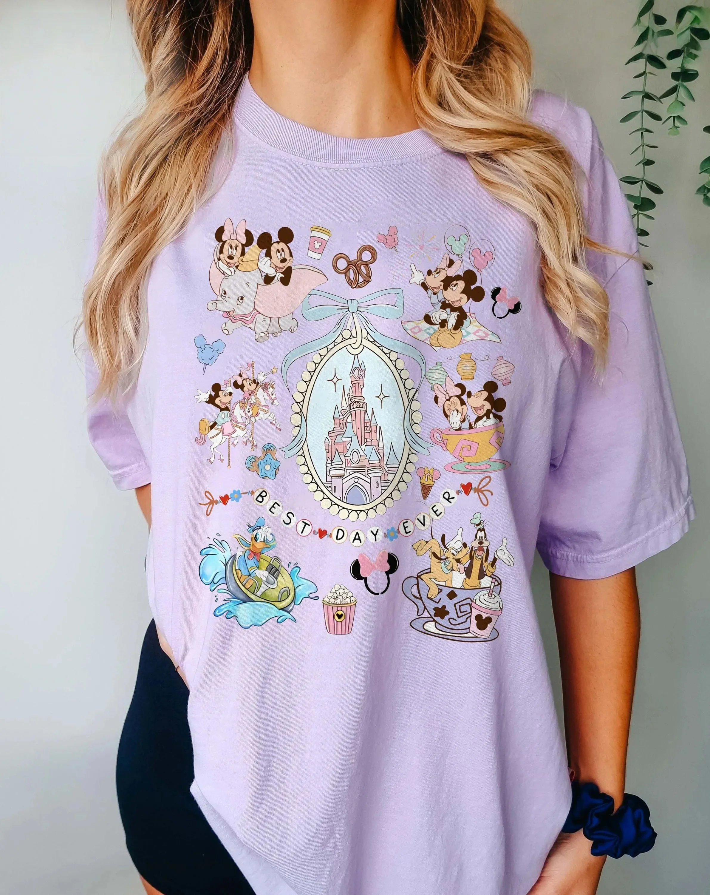 ساحر مرآة سحرية ديزني القلعة قميص ماجيك المملكة فتاة ديسكو فتاة السفر قميص المرأة موضة عادية تنفس تي شيرت