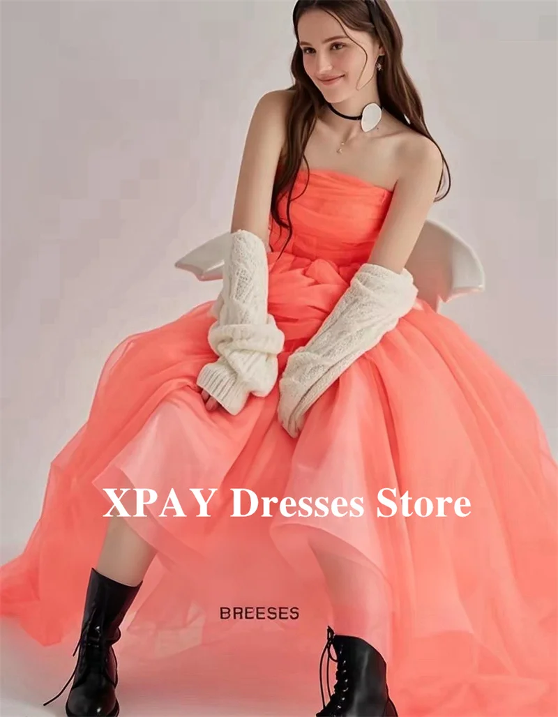 XPAY Princess Tulle Long Evening Party Dresses Korea Wedding Photo shoot Floor Prom Gowns Plus Size Simple Customized