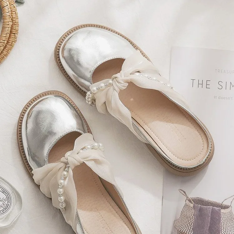 2024Summer Flat Women Slippers Fashion Designer Sandals Luxury Silver Shoes for Women New Ladies Shoes