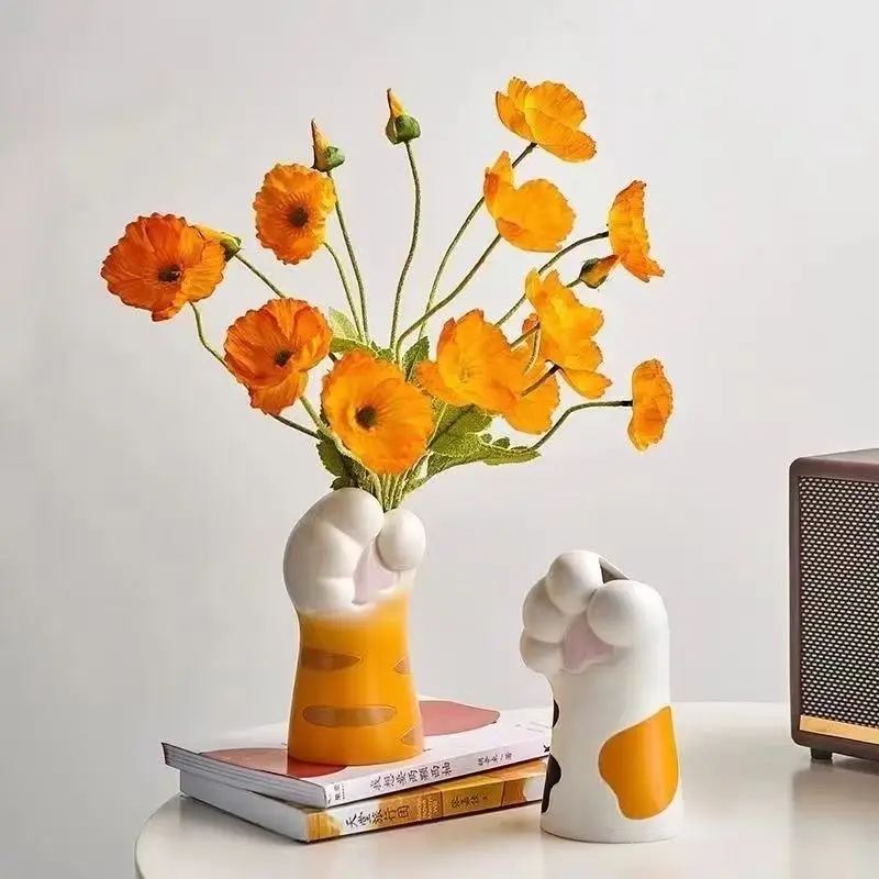 

Creative Cat Claw Vase Resin Ornament, Cute Desktop Living Room TV Cabinet Home Decor, Office Flower Arrangement Decoration