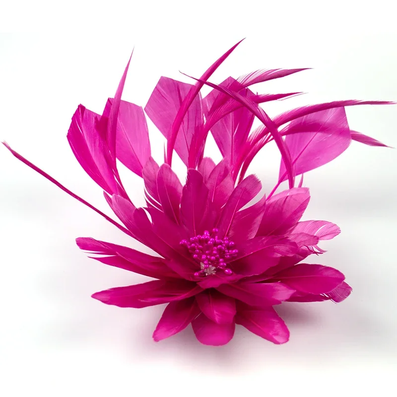 Beautiful Feather Flower Wedding Fascinator Bride Headwear Hair Pin Fashion Women Hair Accessories Cocktail Plumage Headdress