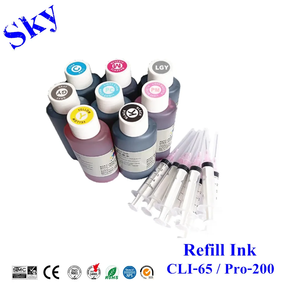 Sky Refillable cartridges / Ink For Canon CLI65 CLI-65 , For Canon PIXMA Pro-200 pro200 printer