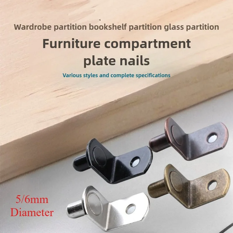 16 pcs Heavy-Duty L-Shaped Shelf Support Pegs 5/6mm Diameter Nickel Plated Clips with Hole for Secure Kitchen, Bookcase