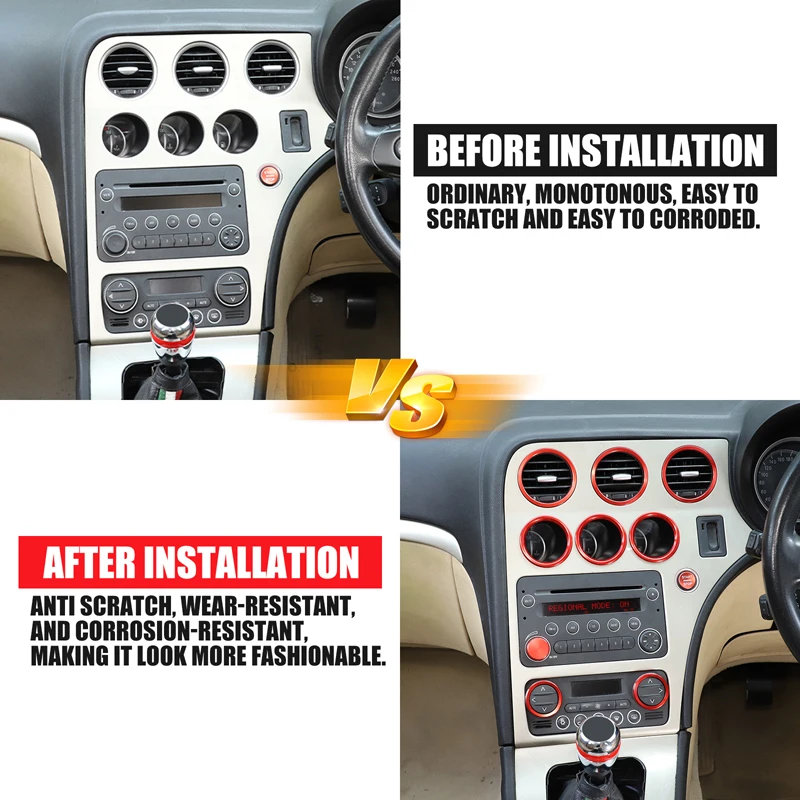 For Alfa Romeo 159/Brera/Spider 2004-2011 aluminum alloy car air conditioning volume knob decorative frame car accessories