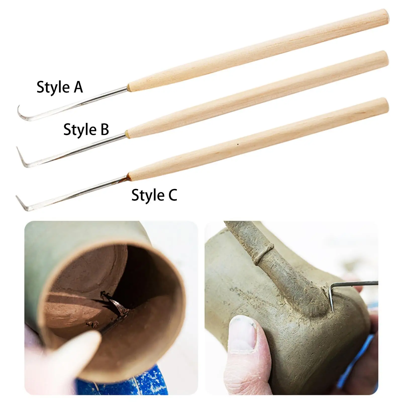 

Pottery Trimming Tool Metal Blade Professional Gifts Versatile with Wood Handle Clay Pottery Modelling Carving Sharpened
