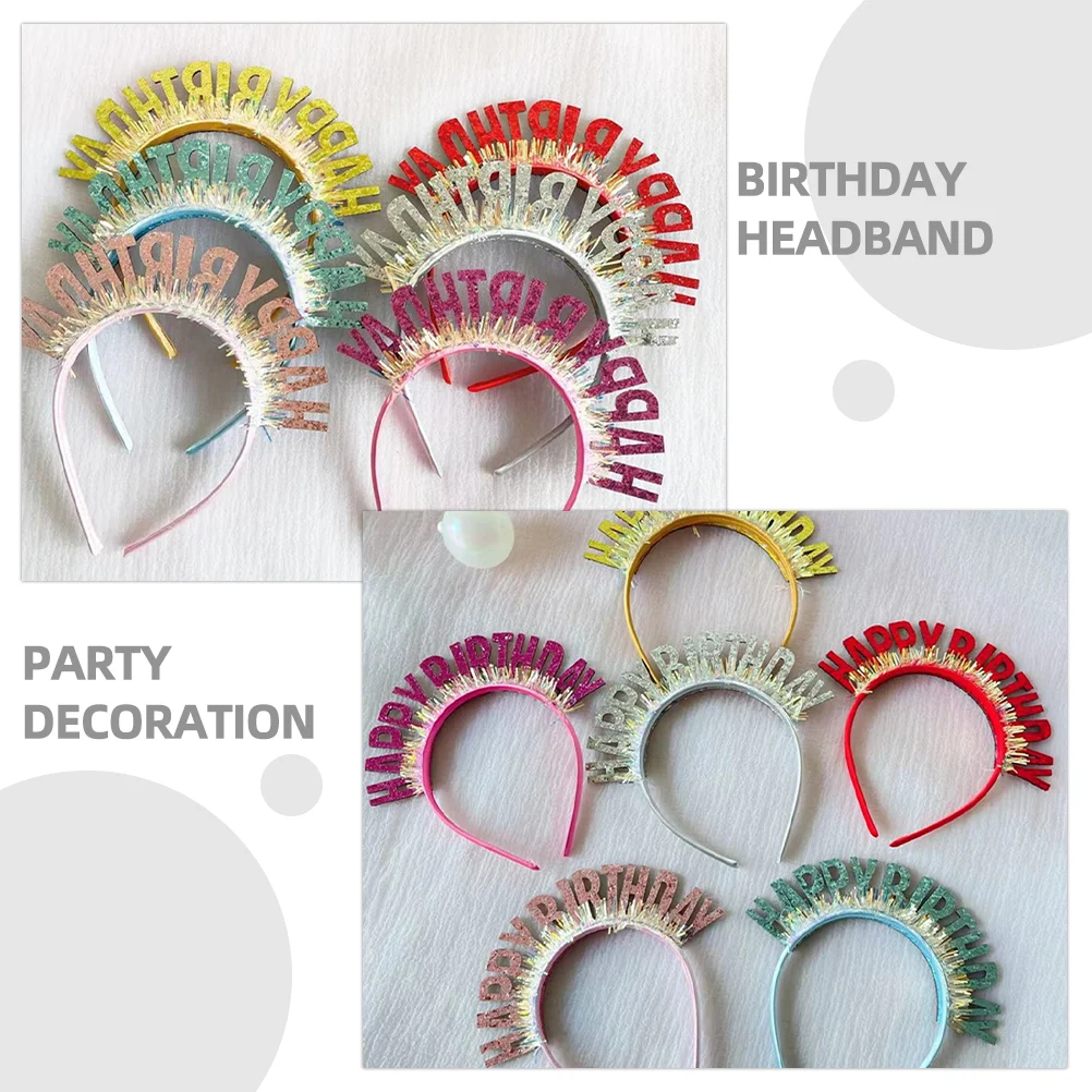 6 Pcs Birthday Headband Headbands for Party Headdress Headgear Decoration Glitter Nonwoven Fabric Celebration