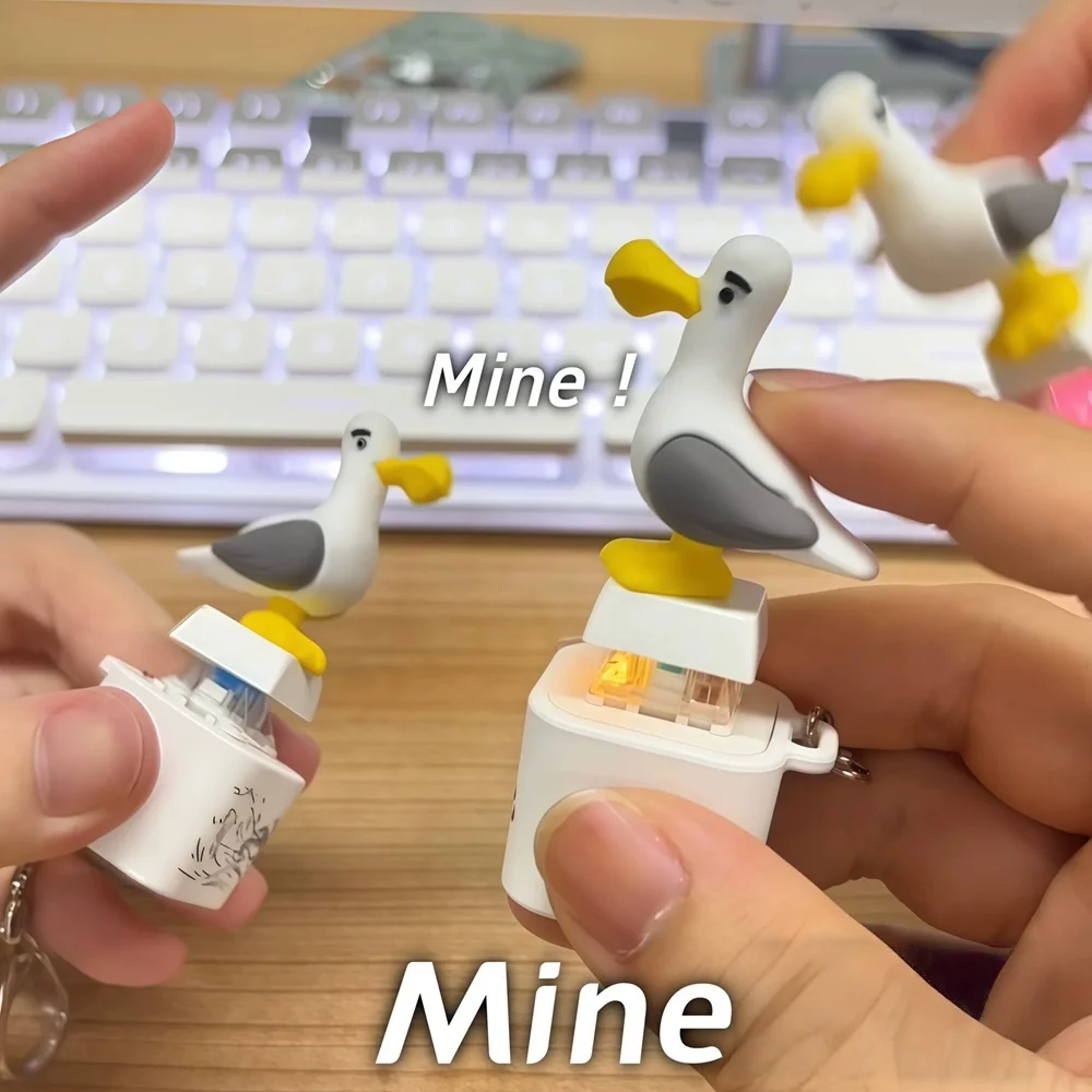 Chaveiro de Botão Lagarto Mineiro Gaivota com LED e Som, Pingente Recarregável USB, Gadget Divertido para Alívio do Estresse para Adultos