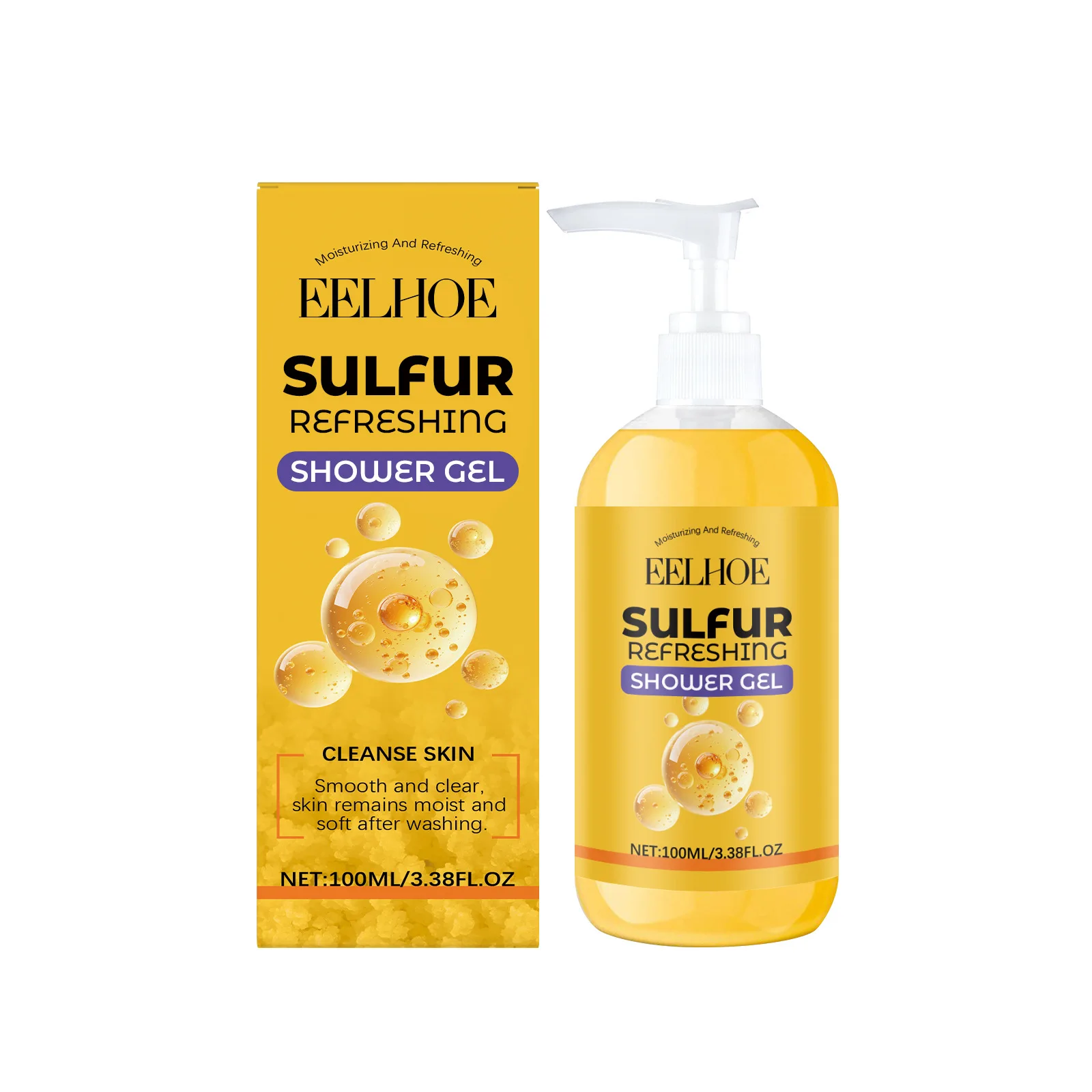 Eelhoe Sulfur Refreshing Body Wash, feuchtigkeitsspendende und feuchtigkeitsspendende, beruhigende, feuchtigkeitsspendende und aufhellende, reinigende Body Wash