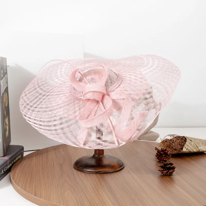 High quality Sinamay Ladies Fascinator Hat Bow Headwear Cocktail Party Headpiece With Hairpin Bride Hair Accessories Headband view 3