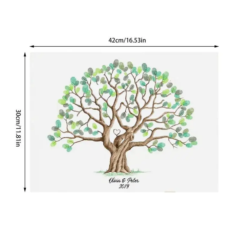 Libro degli ospiti di nozze albero delle impronte digitali durevole e resistente all'acqua albero genealogico foglia pittura albero delle impronte digitali tela