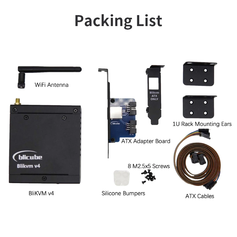 BliKVM V4 Allwinner H616 Soc KVM Over IP Device PoE HDMI-comaptible Video Loop Through PiKVM Support PoE&DC WiFi Multi languages