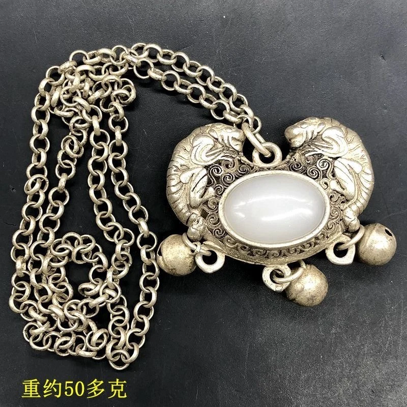 Antique Antique Miscellaneous Collection Jade Warrior Pendant Pendant Baifu Lock Necklace Sweater Chain