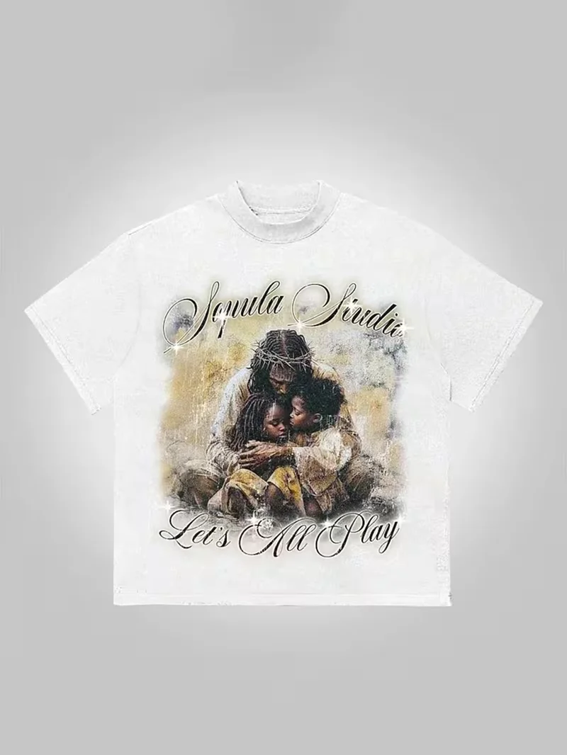 Summer New Arrival: Faith in God (y2k) – Loose fit, crew neck design, casual and stylish, leading the street trend.