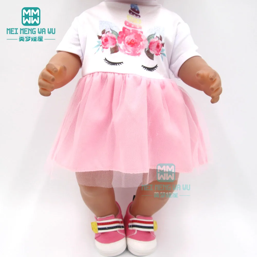 Clothes for doll fit 43cm new born doll American doll accessories cartoon casual dress