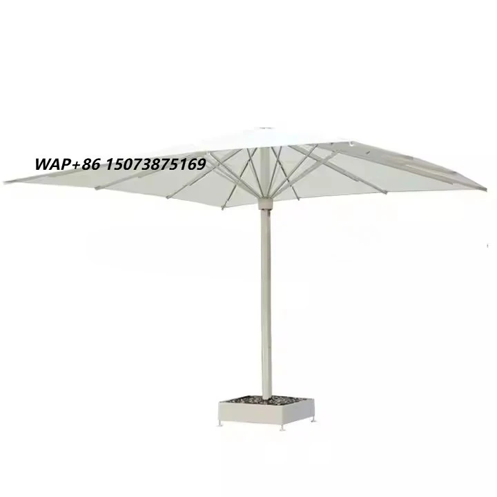Newly Designed Modern Foldable Waterproof Outdoor Patio Big Parasol with Light Aluminum and Marble Base
