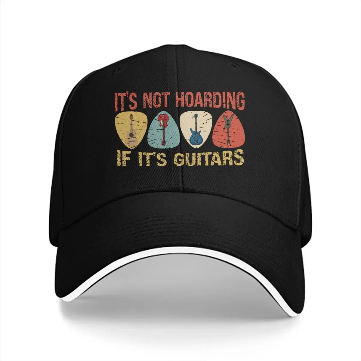 Washed Men's Baseball Cap It’s Not Hoarding Sports Snapback Caps Dad Hat Guitar Lover Golf Hats