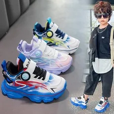 

Дышащие кроссовки для бега для мальчиков 5–16 лет, новая детская спортивная обувь с поворотной пряжкой, уличные повседневные кроссовки, детские кроссовки