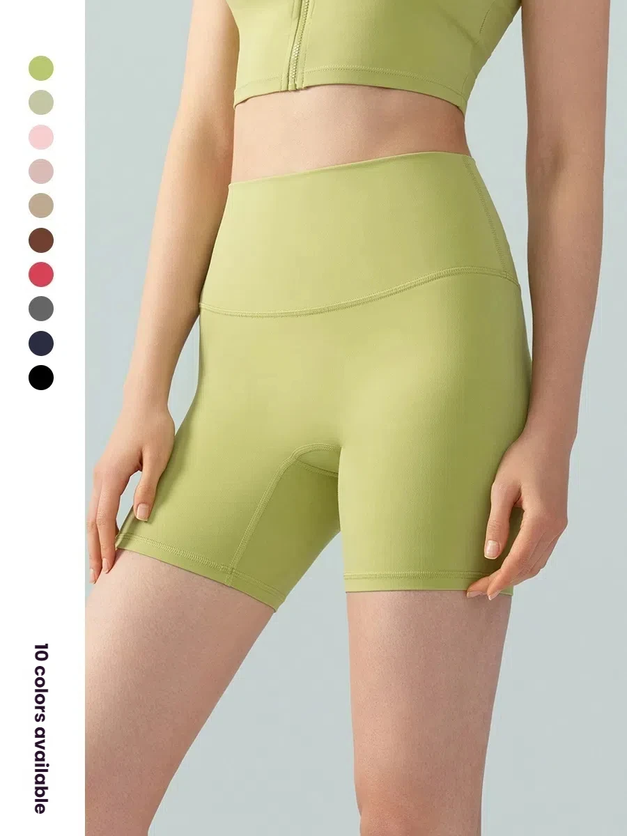 Women's Naked Feel Yoga Shorts High Waist Biker Spandex Workout Shorts Tummy Control Anti-See-Through for Gym Running Fitness