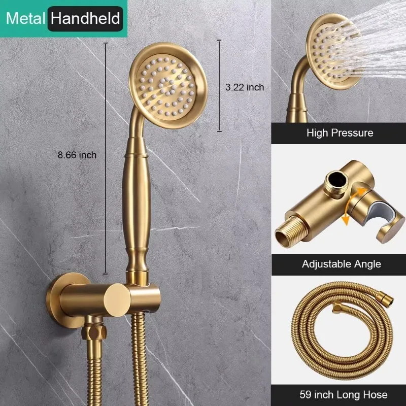 نظام دش ذهبي مصقول، مجموعة صنبور دش عتيق، نظام دش كامل الجسم #5