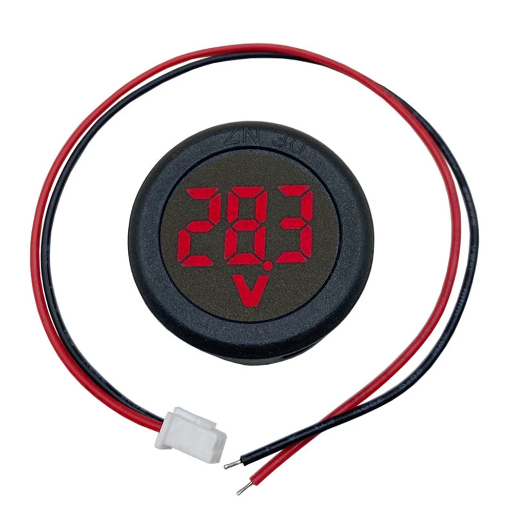 DC 5-100V LED Digital Display Round Two-wire Voltmeter DC Digital Car Voltage Current Meter Volt Detector Tester Monitor Panel