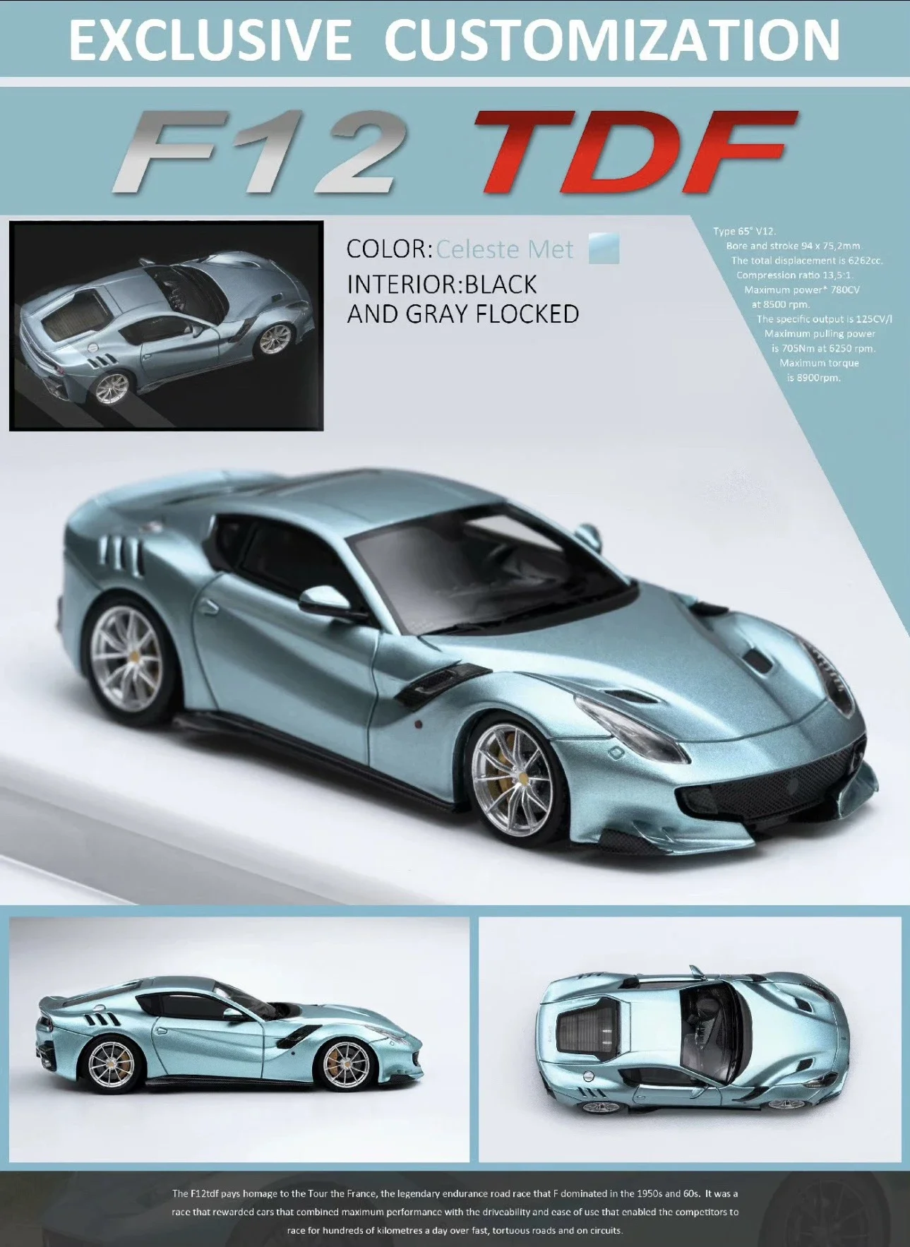 FuelMe X TOC 1:64 Various colors F12 TDF Resin miniature model