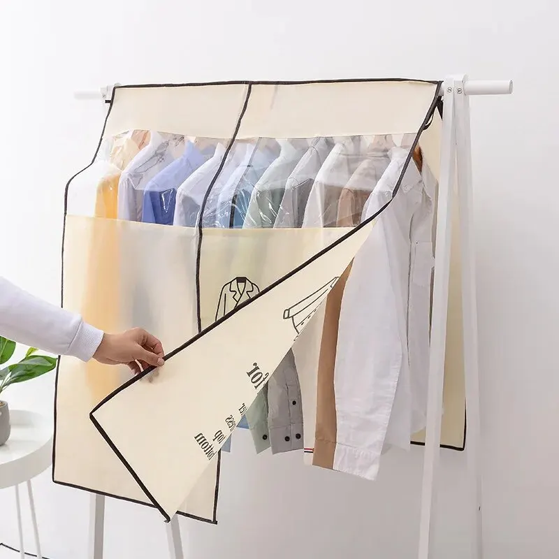 1pc Hanging Type Non Woven Clothes Hanger Dust Cover Cover Cover Cloth for Household Use