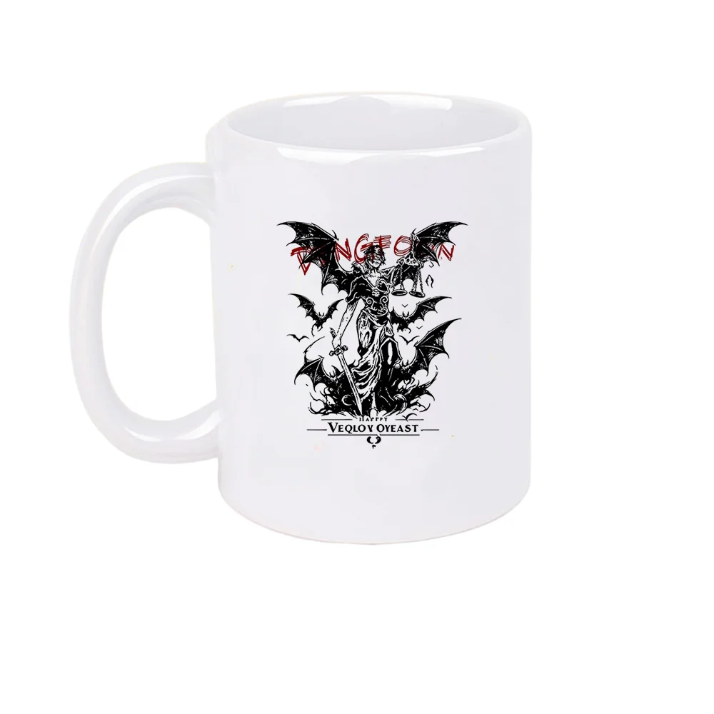 11oz VENGEANCE Graphic Ceramic Coffee Mug with Bat Design Gothic Art Tableware for Home Office Birthday Party Holiday Present Ch