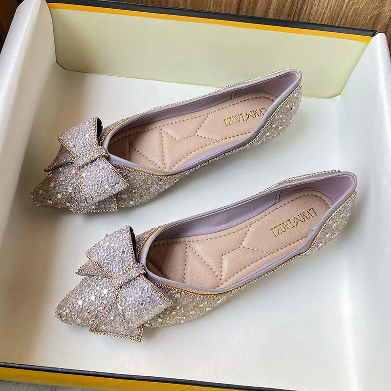 

Женские летние туфли на плоской подошве, новинка 2024, нежные туфли в сказочном стиле, Божья коровка с открытым носком и стразами, большие женские туфли