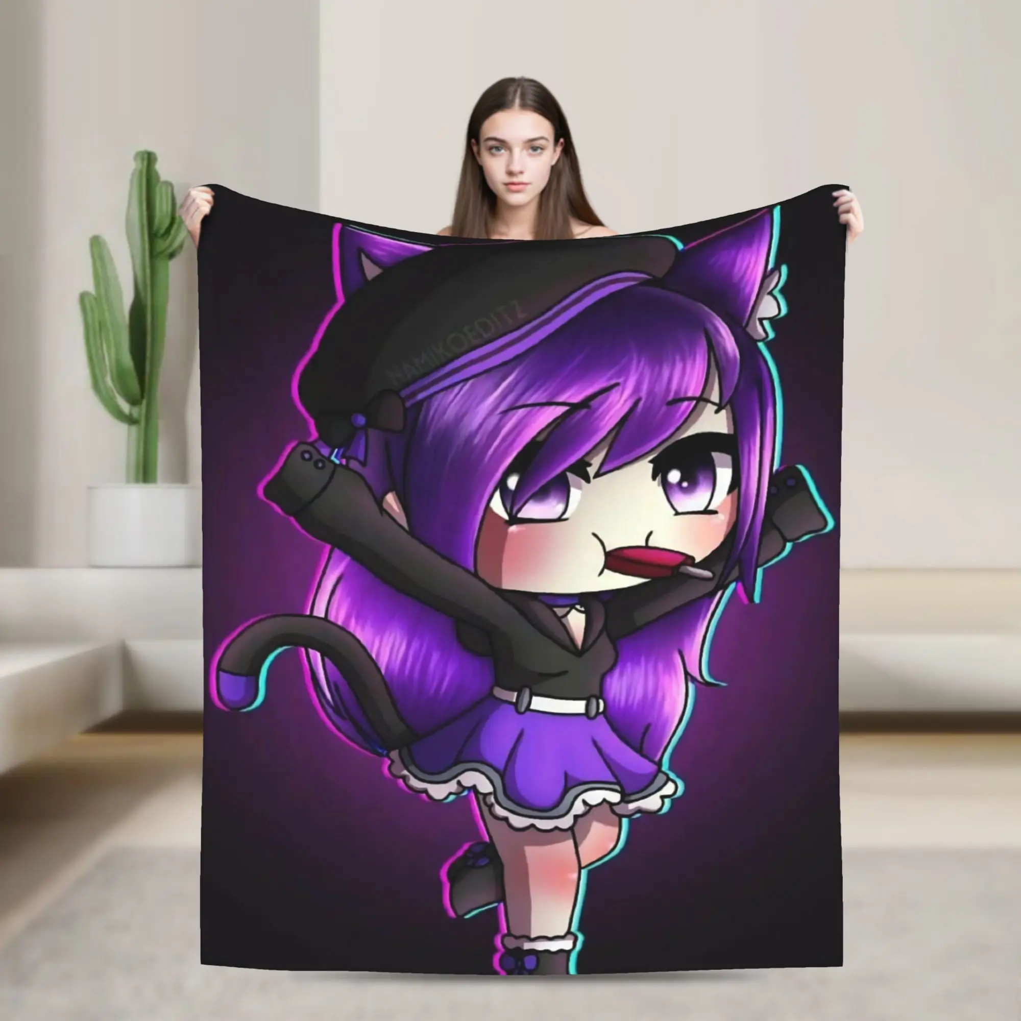 Super Soft Gacha Life Cartoon Throw Blanket Premium Fleece Flannel Lightweight  Bed Blanket Cozy Plush Bedspread All Season Use