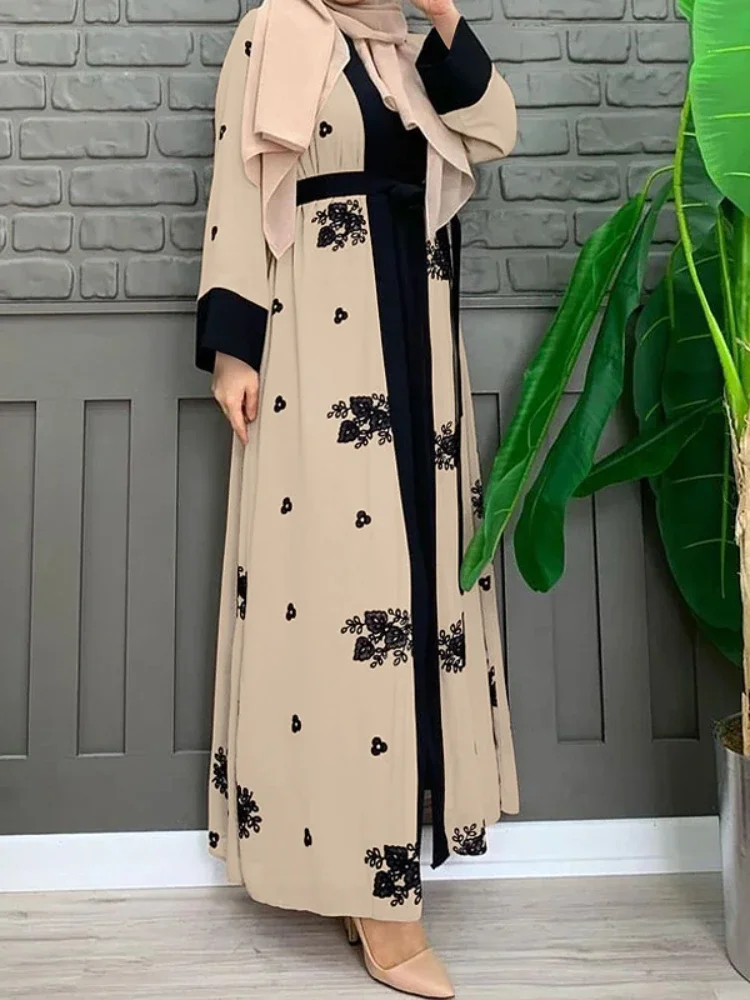 Ramadan turquia vestido muçulmano índia feminino longo abaya 2 peça conjunto marroquino kaftan roupas islâmicas djellaba dubai vestidos de festa