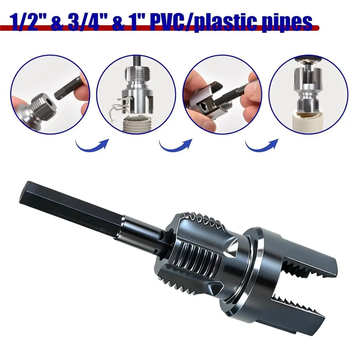 (A02R] 3 Pcs Internal & External Pipe Threading Tool for 1/2