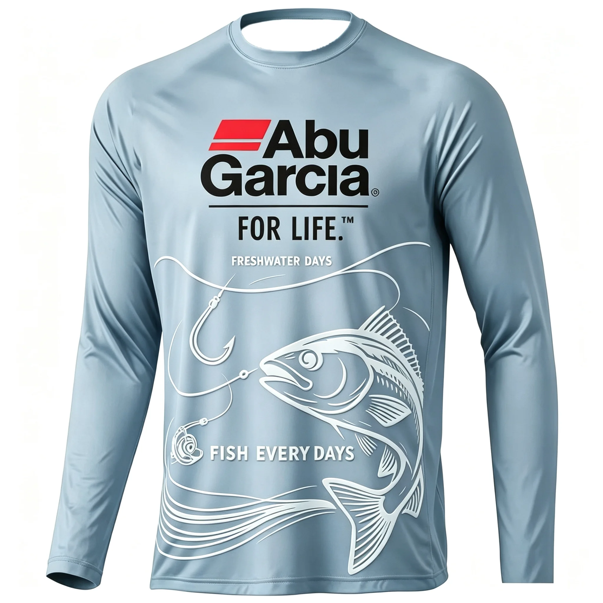 Herren Langarm-Angelhemd, lässiges Outdoor-Sportshirt mit Grafikdruck, Rundhals-Pullover, schnelltrocknendes T-Shirt – Detail 8