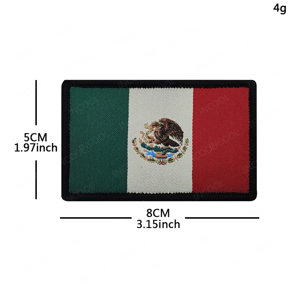 Khaki Embroidered Mexico Flag Patches Mexican IR Reflective Infrared Flags Appliques Rubber Armband Tactical Decorative Badges
