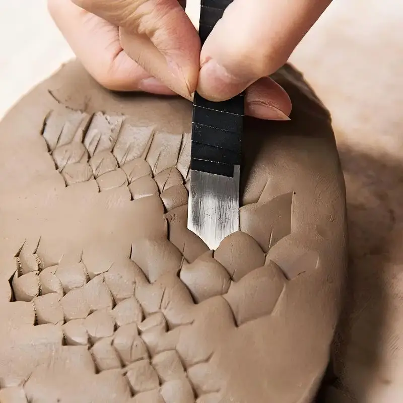 Töpferei-Formmesser aus Edelstahl, Töpferwerkzeuge, Modellierwerkzeug für Ton, doppelt gebogener Schneidkopf zur Herstellung von Röhrchen – Detail 3