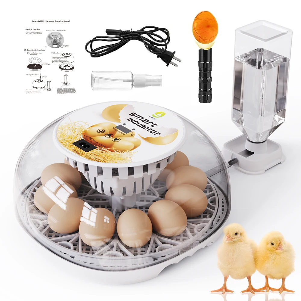 

M12 Transparent Cover for Observe Home Hatching Brooder Automatic Temperature Control And Display 12 Eggs Small Incubator