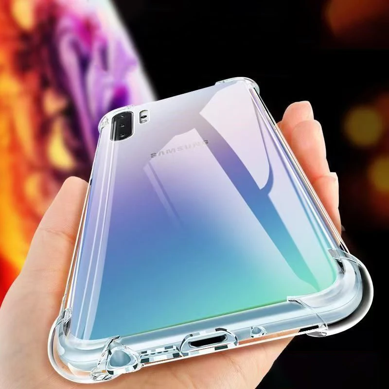 Stoßfeste Hülle für Samsung Galaxy S9 S10 Plus S20 Ultra Soft TPU Shell Note 9 10 Lite 20, transparente Silikon-Rückseite
