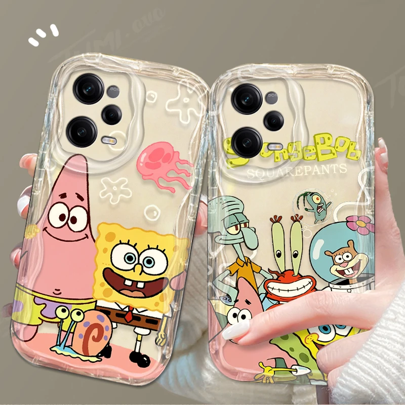 Lovely SpongeBobs Wave Phone Case For Xiaomi Redmi Note 13 12 11 Pro Plus 4G 5G 12S 11S 10 10S 9 9S 8 13C 12C 10C Turbo 3 Cover