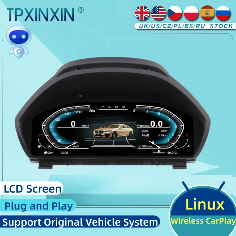 For BMW 3 Series 4 Series 2013~2020 Car Digital Virtual Cockpit Speedometer Instrument Panel LCD Meter CarPlay Linux Screen