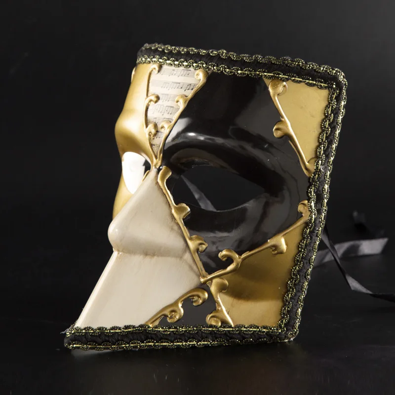 Máscara de mascarada de encaje de cara completa Vintage para hombres, diseños elegantes, máscara de ojos con cintas para fiestas de Carnavales