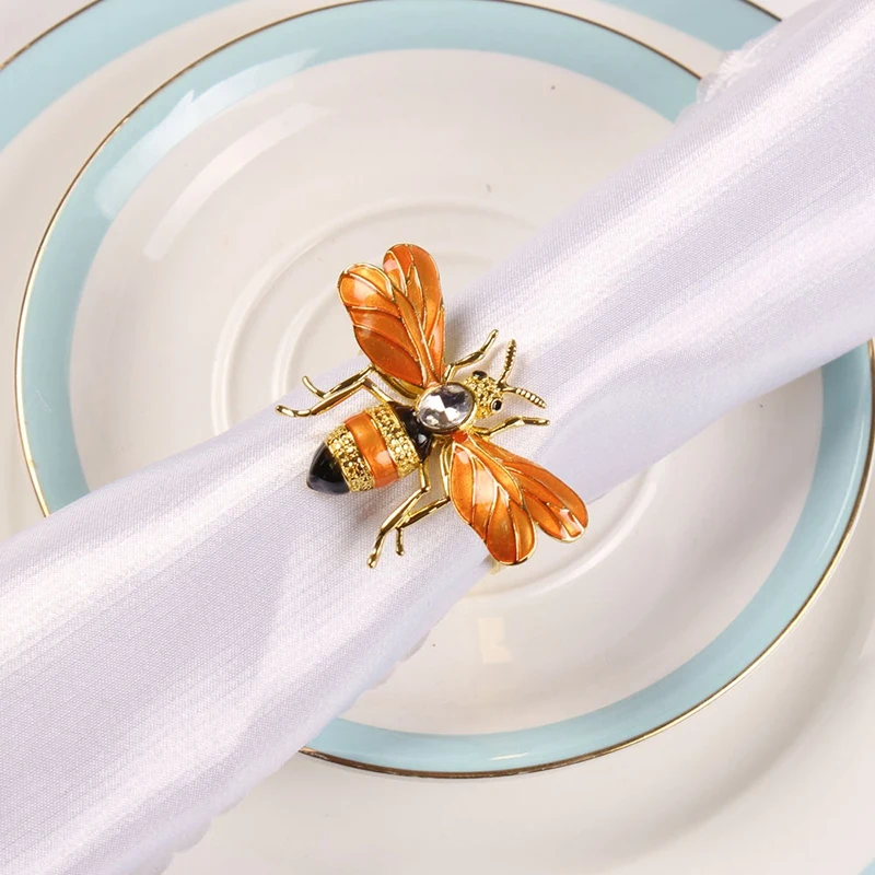 

P4-6Pcs The Napkin Buckle Napkin Ring Alloy Insect Drip Diamond Buckle Paper Towels