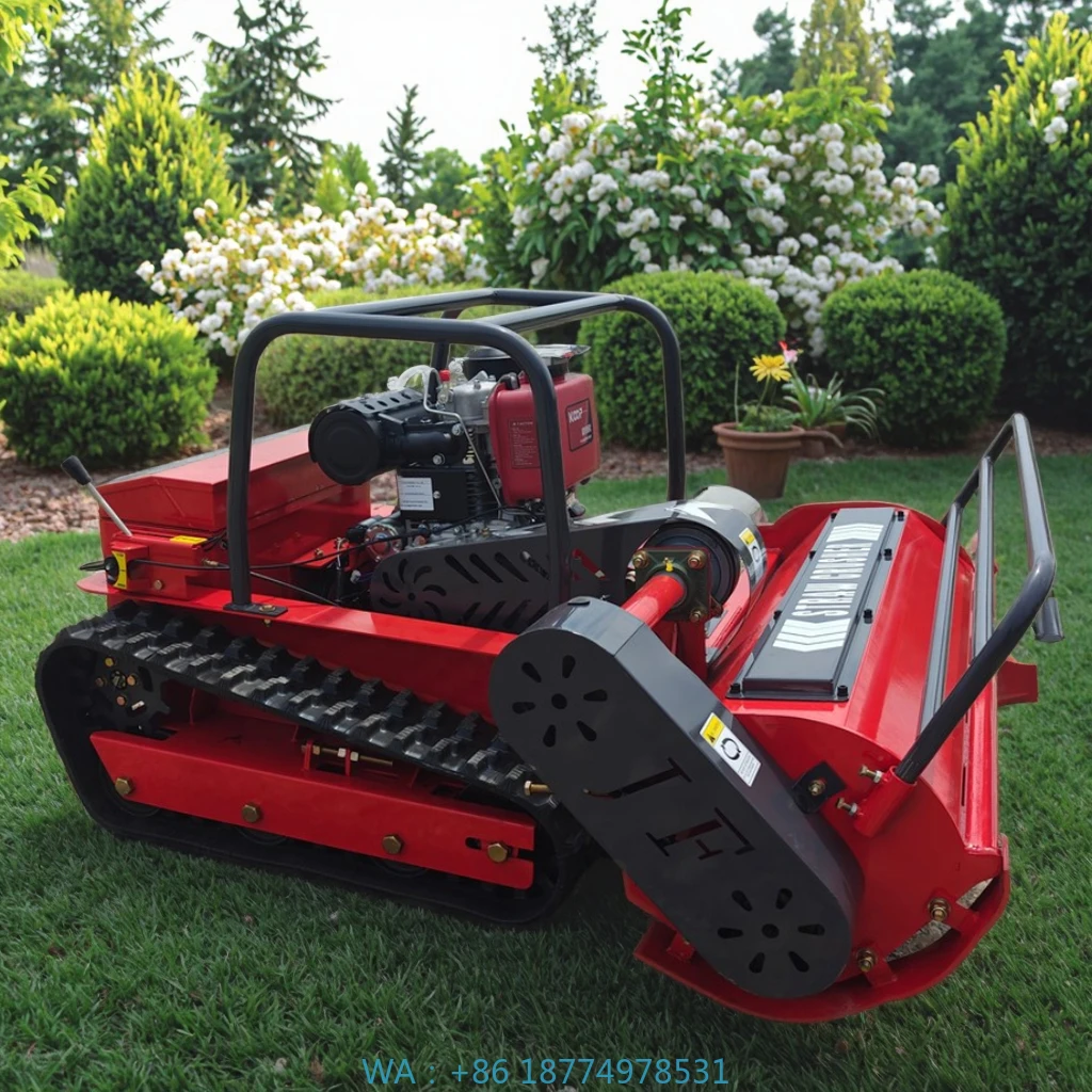 ote Control Lawn Mower For SaleChina Supply Rubber Crawler Robot Self Propelled Garden Rem
