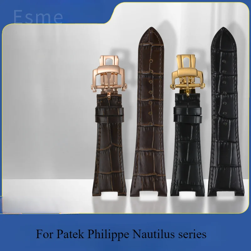 Classic Original Genuine Cow Leather Watchbands for Patek Philippe Nautilus Series 5711.5712.5726.5980 Concave Watch Strap