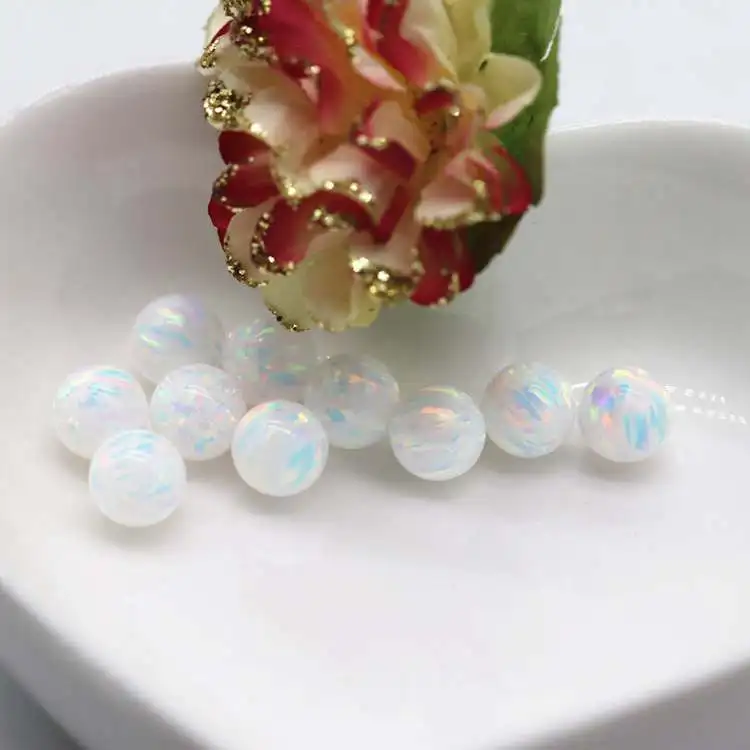 

(10pcs/lot) 7mm synthetic opal beads stone full hole opal ball for bracelet or necklaces DIY jewelry fashion birthday gifts