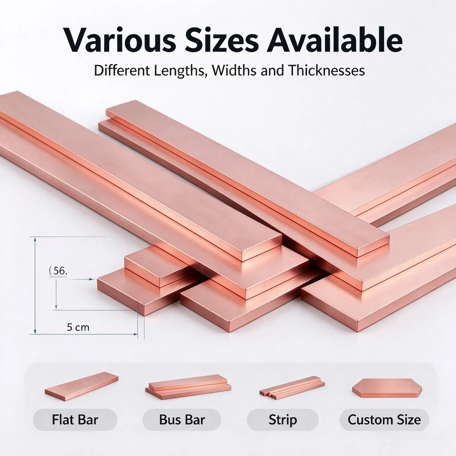 T2 Purple Copper Bar Flat Strip Pure Red Copper Plate Copper Busbar Tin Plated Ground Wire Copper Bar Copper Bar Connection Copp