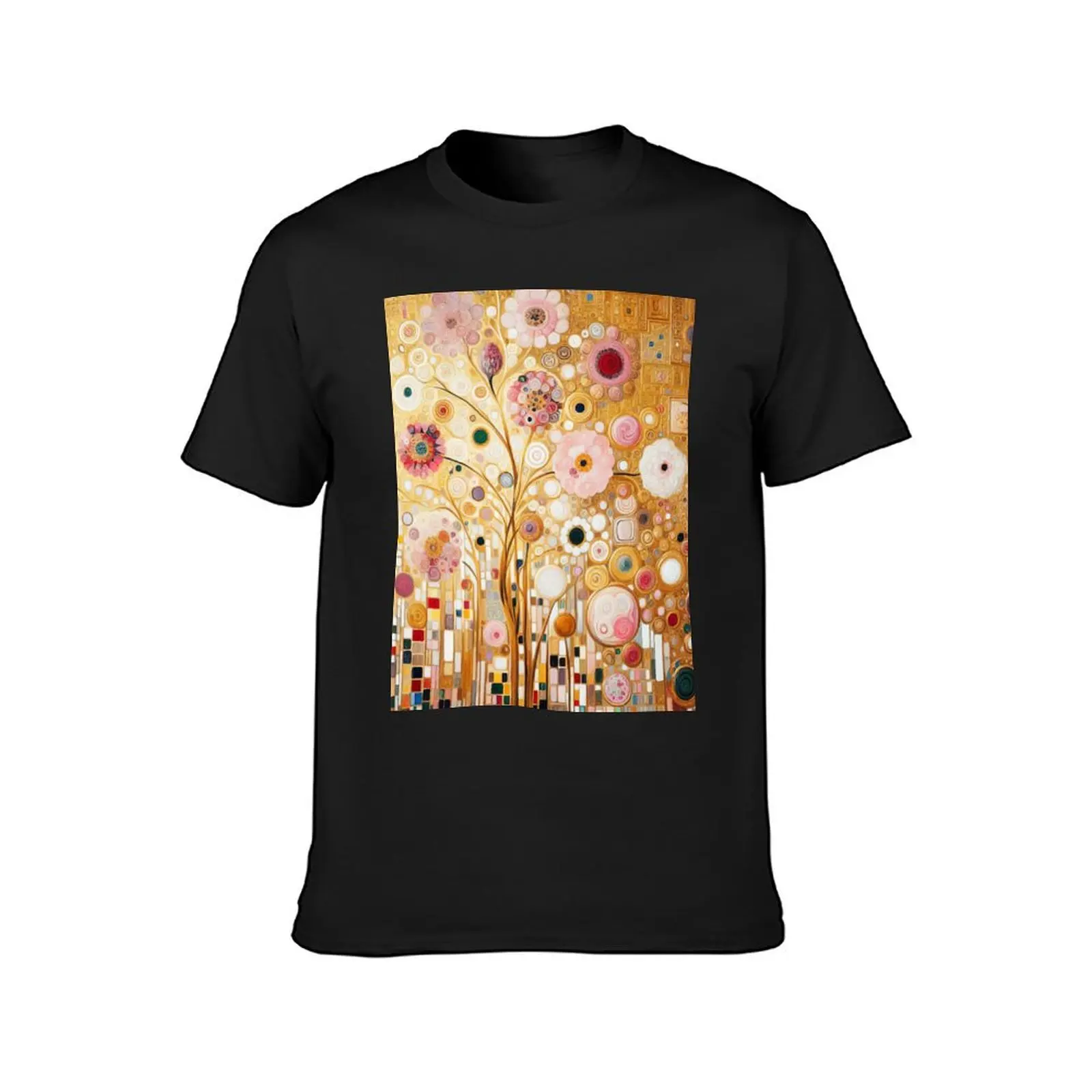 Gustav Klimt Pink Flowers T-Shirt tees kawaii clothes Short sleeve tee men graphic t shirts