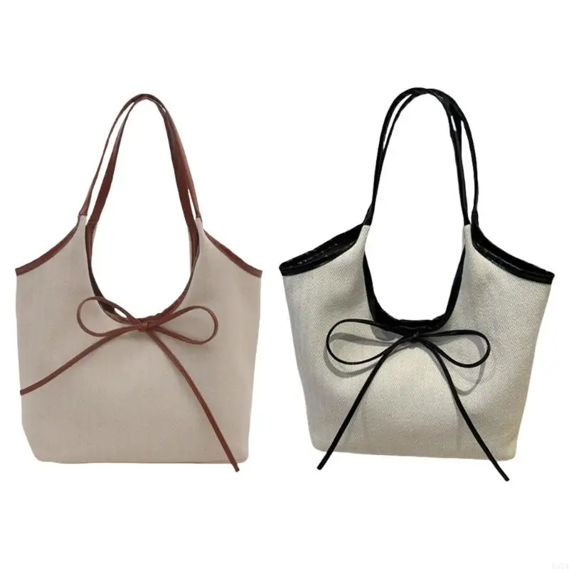 

Retro French Bows Shoulder Bag Spacious Office Satchel Casual Armpit Bags Stylish Underarm Purse for Ladies 547A