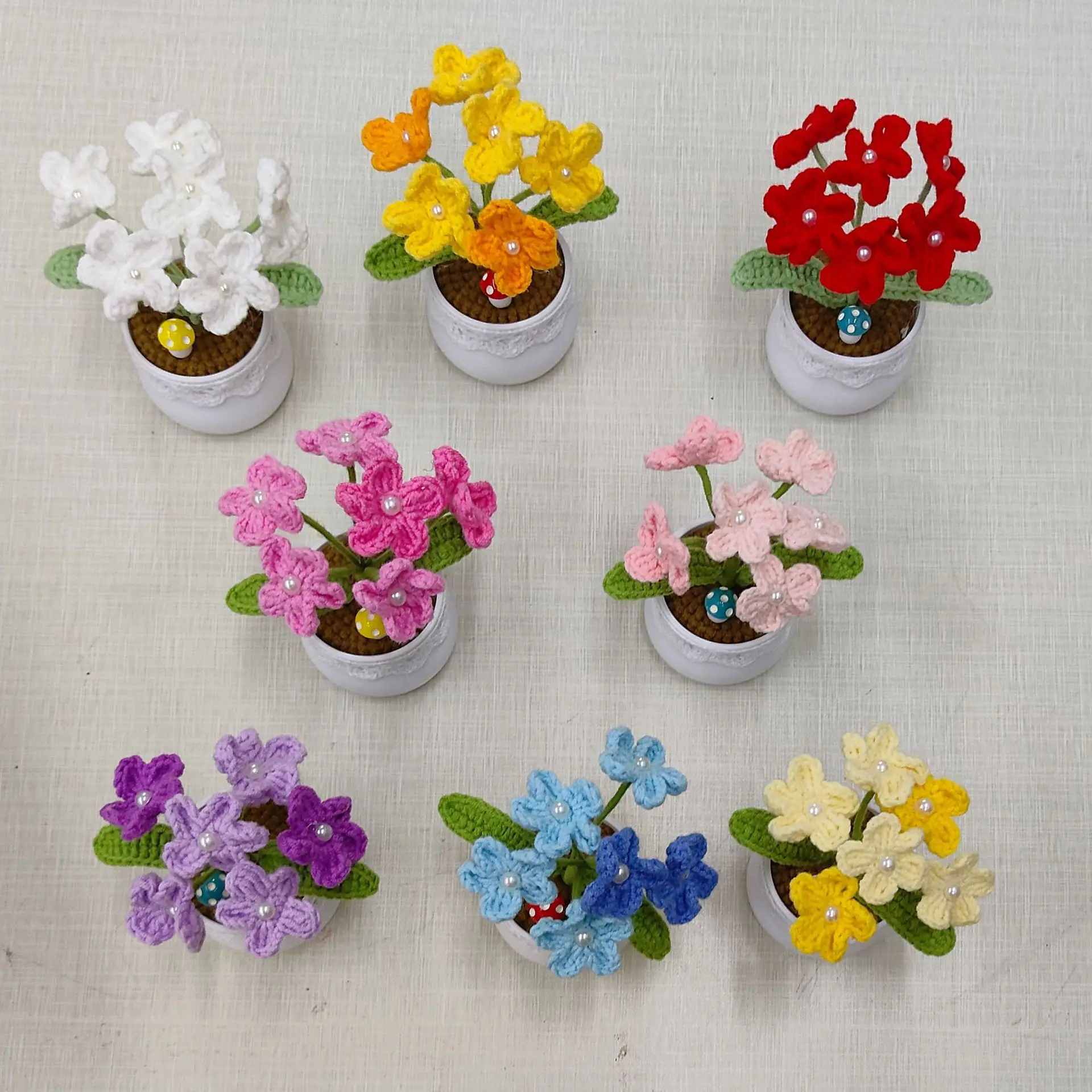 Handgefertigte gewebte Blumentöpfe, kreative künstliche Blumen, gestrickte Blumen, Dekoration für Schreibtisch und Bücherregal, schönes Geschenk – Detail 1