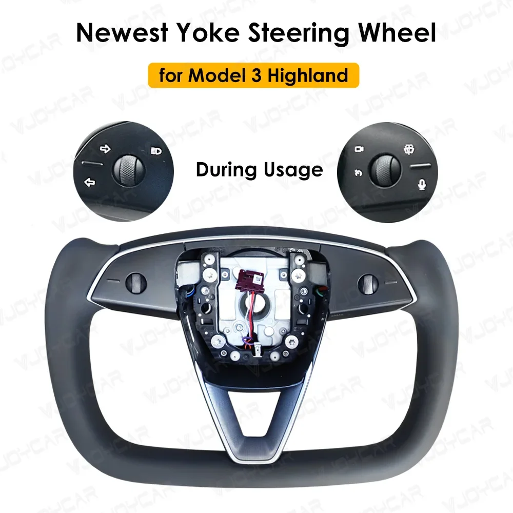 Vjoycar Car Modification Accessories for  Model 3 Highland Yoke Steering Wheel Nappa Leather 360 Degrees Steering Wheels